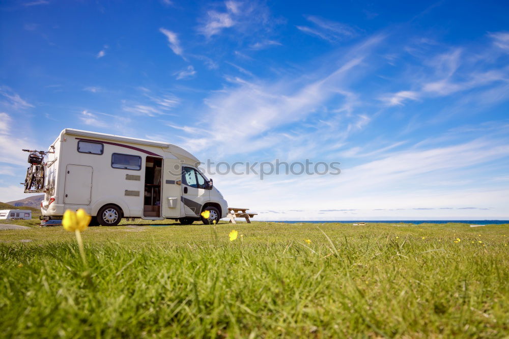 Similar – Image, Stock Photo Motorhome, Pickup at the beach