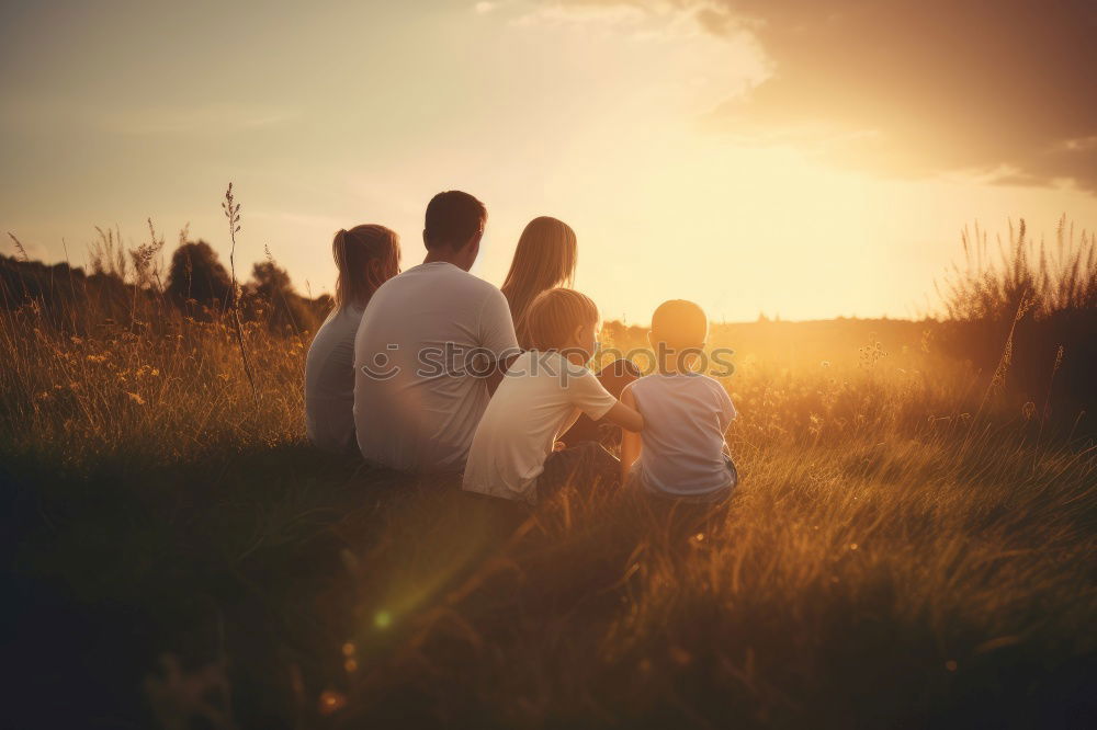 Similar – Image, Stock Photo Lesbian couple and child walking in park