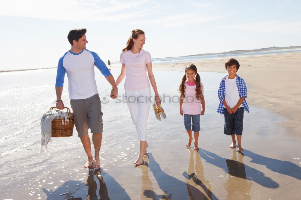 Similar – Image, Stock Photo Happy family standing near the lake at the day time.