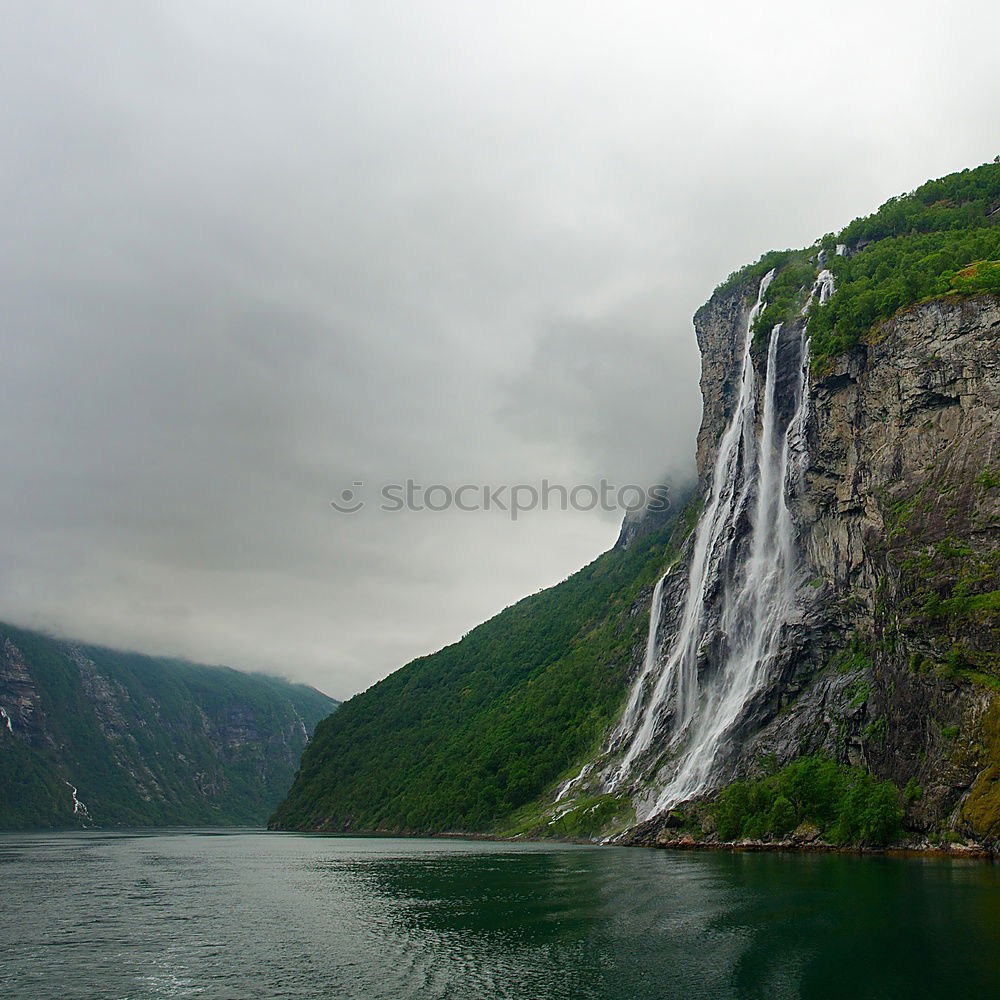 Similar – Waterfall Friaren in the Geirangerfjord, Norway