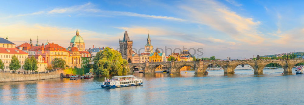 Similar – Prague cityscape with Vltava and Charles Bridge