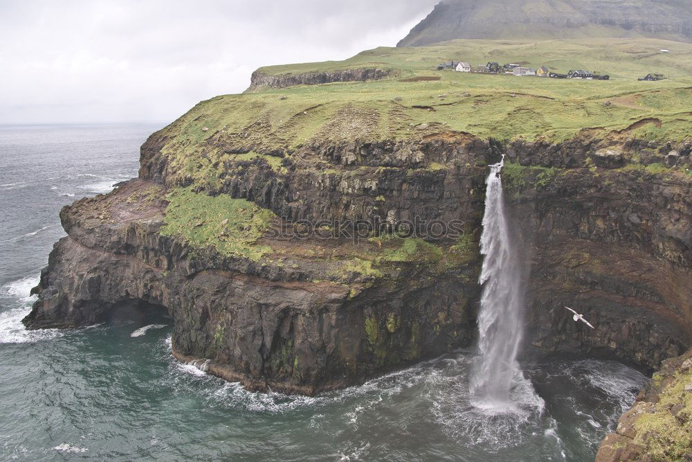 Similar – View of Mulafossur waterfall in Faroe Islands