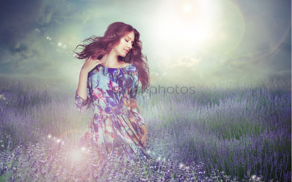 Similar – Thoughtful young black woman sitting surrounded by flowers