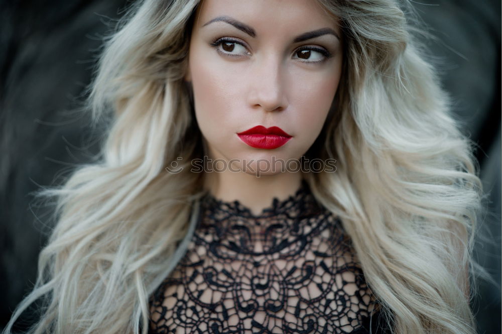 Similar – Image, Stock Photo Cheerful young woman with long gray hair