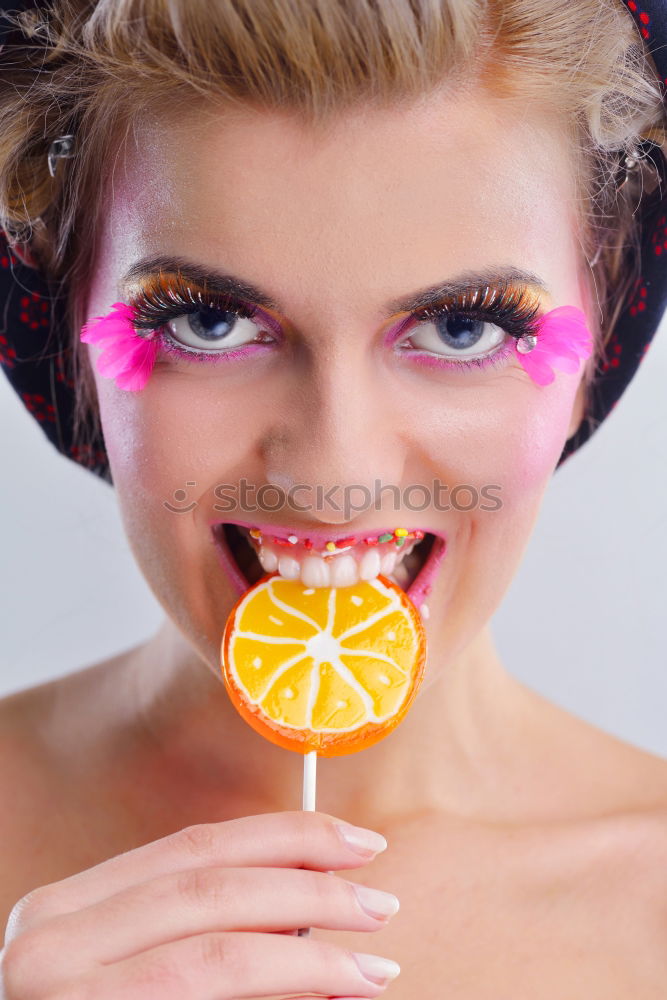 Similar – Image, Stock Photo Young woman eating lemon ice creams