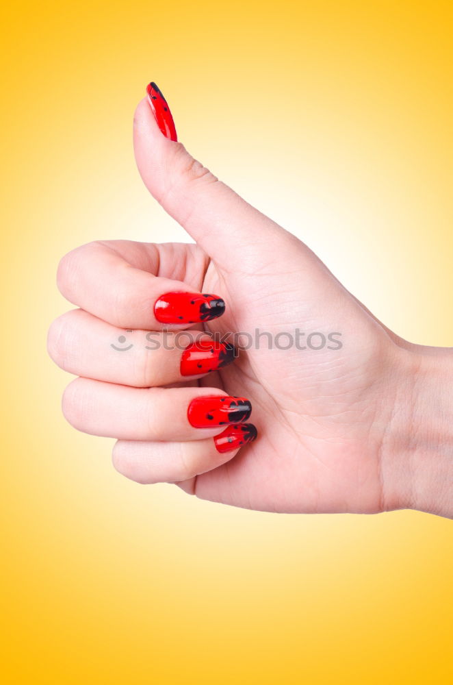 Similar – Image, Stock Photo Forearm and hand with spread fingers against a yellow background