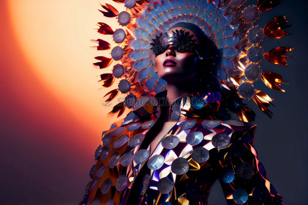 Stylish black model with makeup holding on disco ball