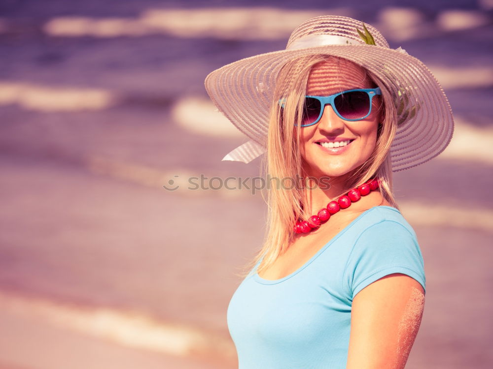 Similar – Image, Stock Photo Woman with blue dress and hat in classic car