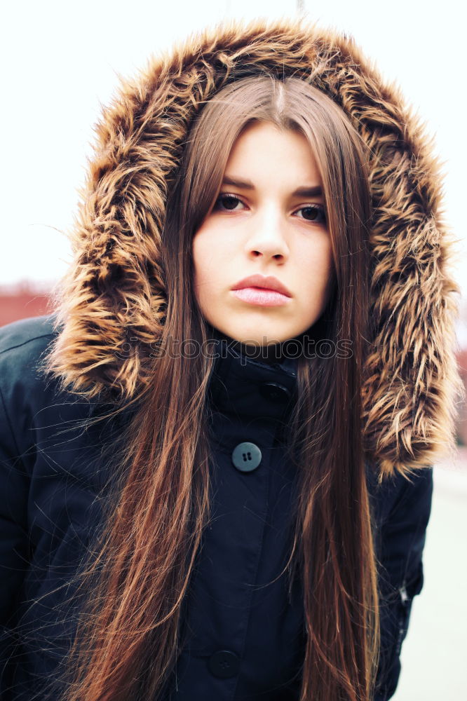 Similar – Image, Stock Photo Beautiful and expressive brunette woman in pink