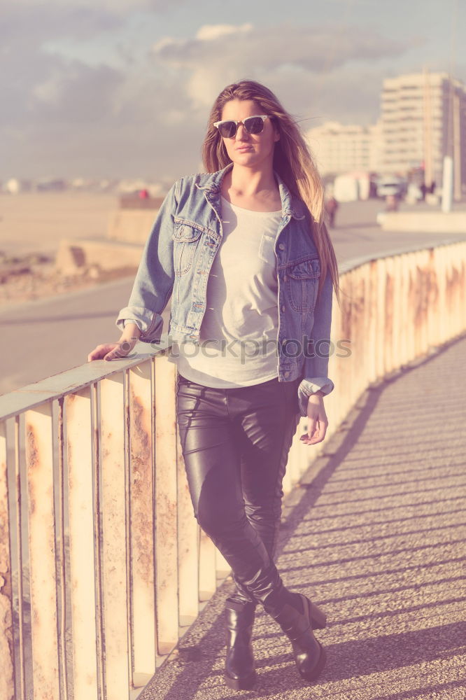Similar – Image, Stock Photo Stylish woman at brick wall