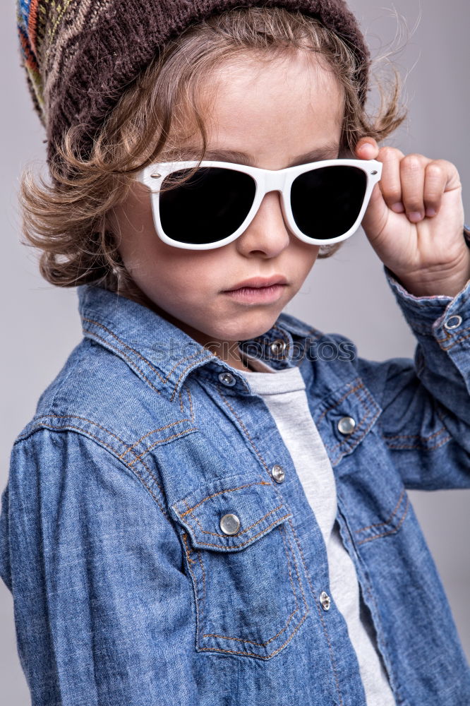 Image, Stock Photo baby with hat and sunglasses