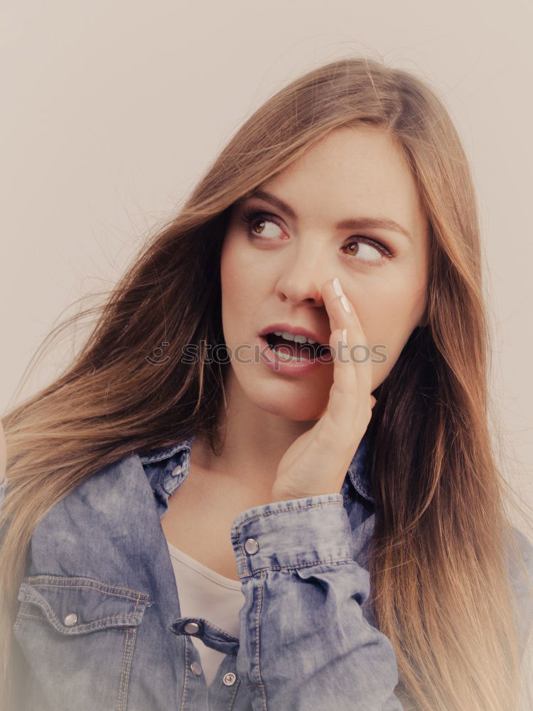 Similar – Woman with tongue out looking at camera