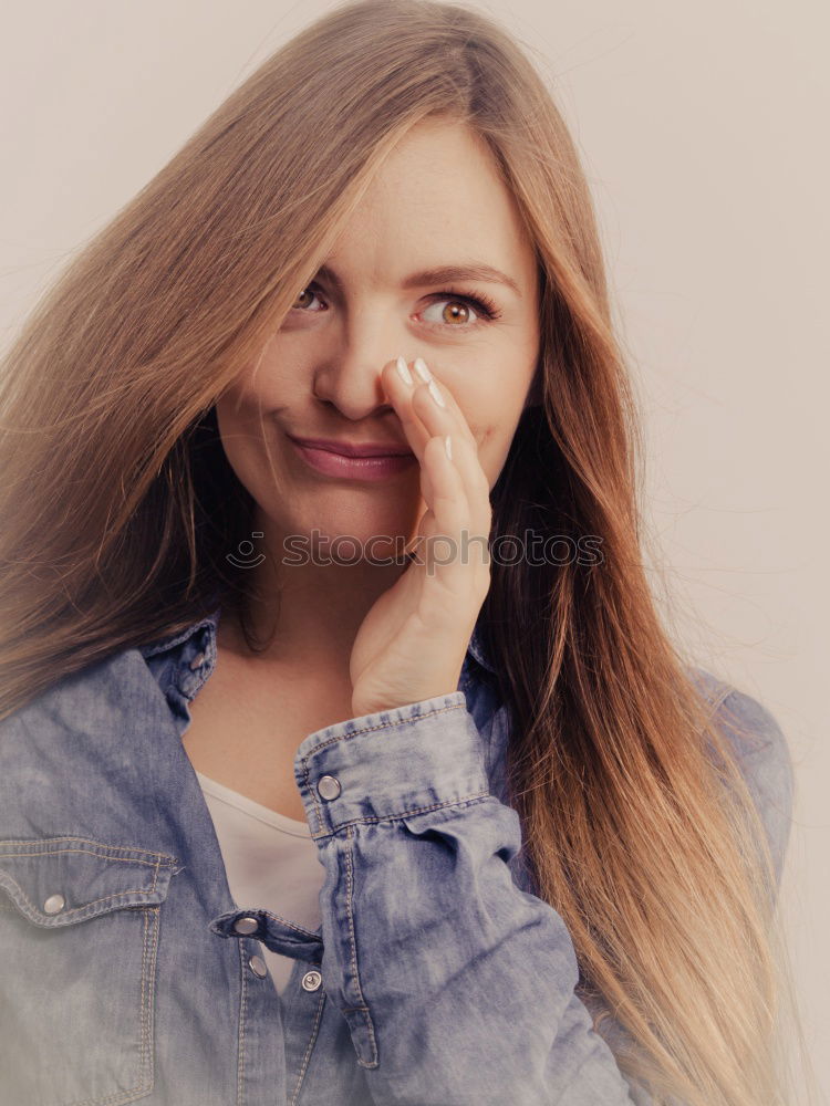 Similar – young smiling woman with wild hair