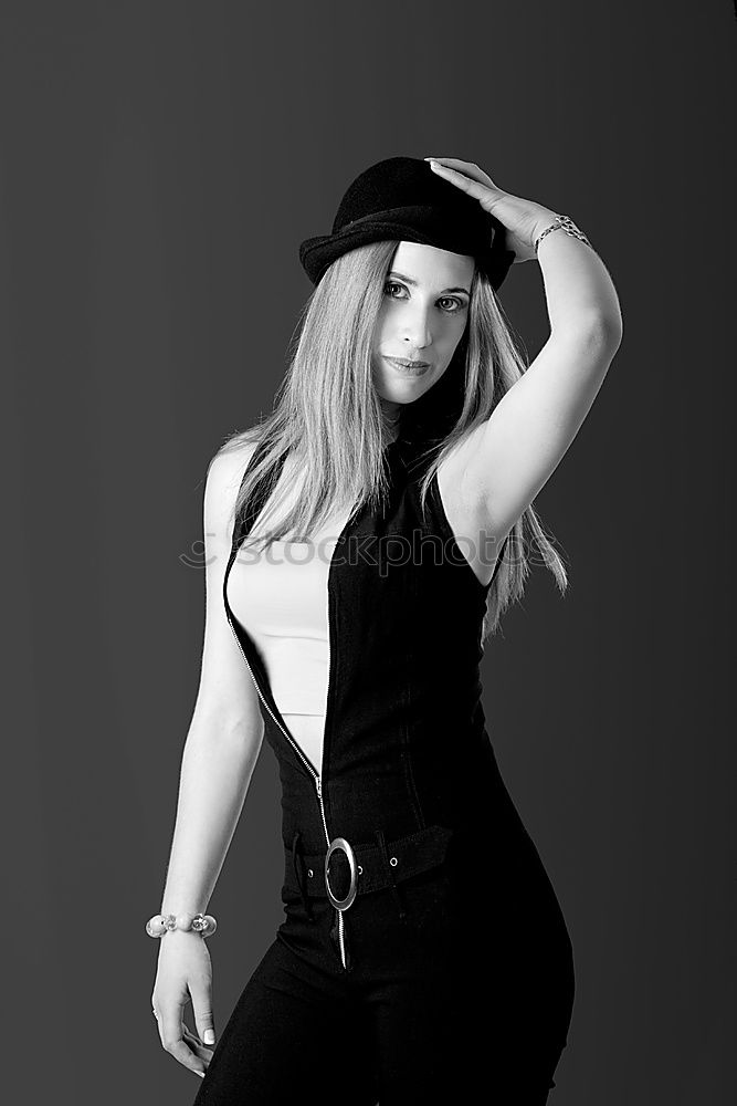 Similar – Image, Stock Photo blonde woman with hat