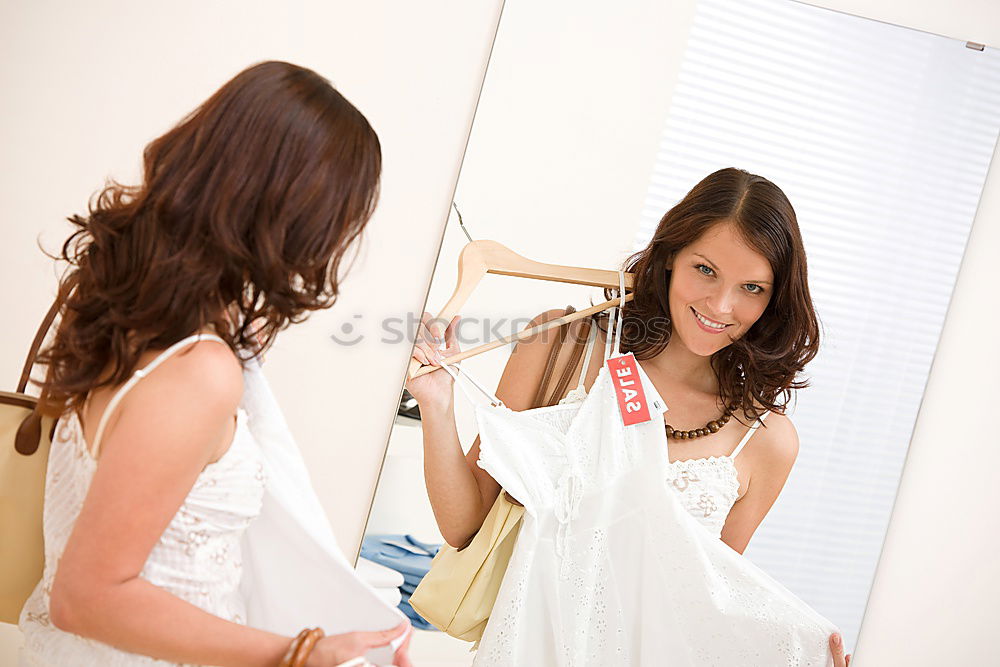 Similar – Happpy Young caucasian women brushing her teeth