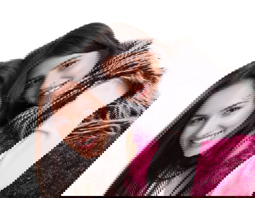 Similar – Image, Stock Photo Two happy girls in the park with coats