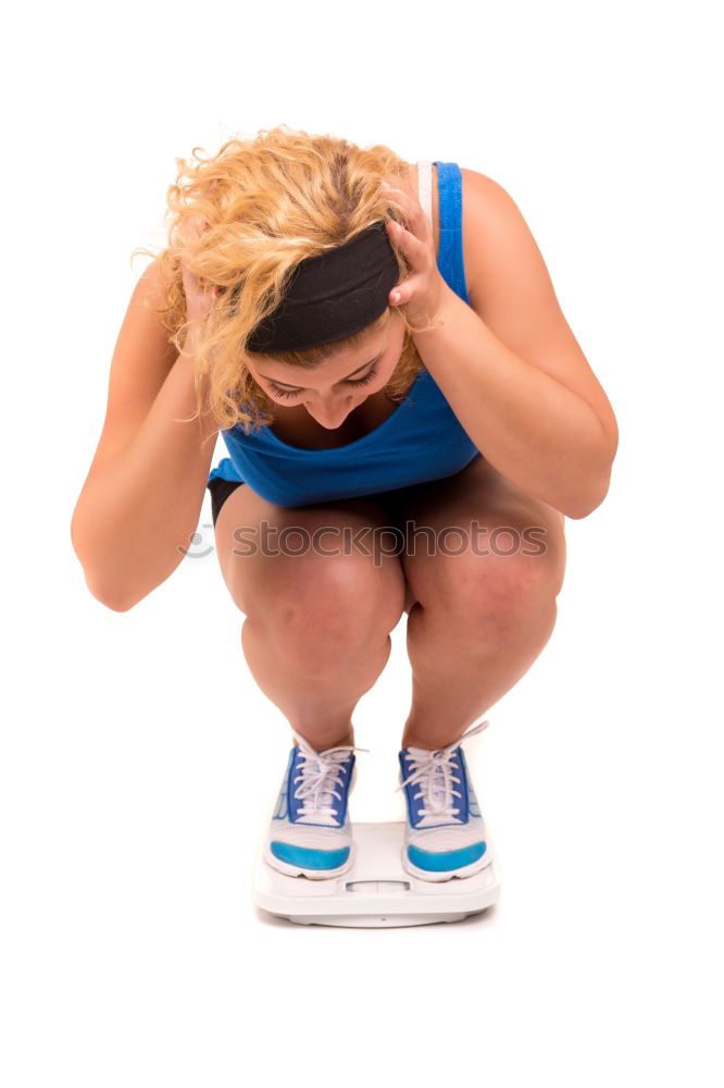 Similar – Sporty man sitting with towel and water bottle in gym floor