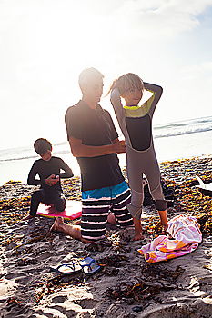 Similar – Image, Stock Photo caucasian mother and son practicing surfing