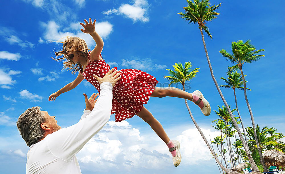 Similar – Image, Stock Photo Father and son playing on the beach at the day time. Concept of friendly family.