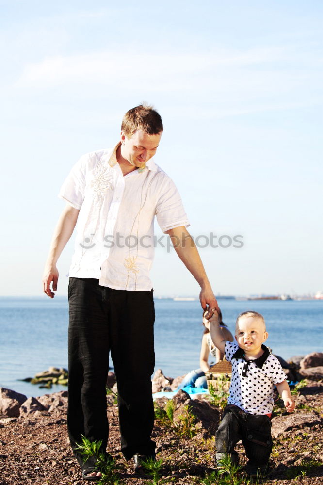 Similar – Image, Stock Photo Grandfather and grandson with a electric wheelchair