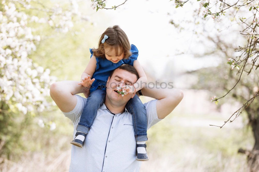 Similar – young dad and son playing outdoors at sunset. family concept