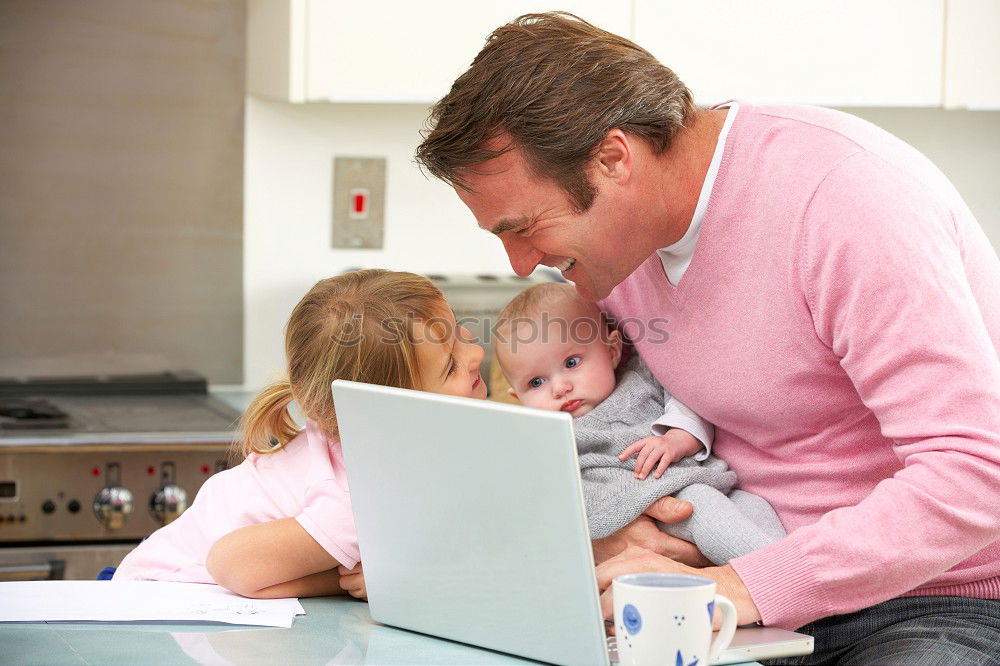 Similar – Image, Stock Photo Toddler playing memory with her daddy