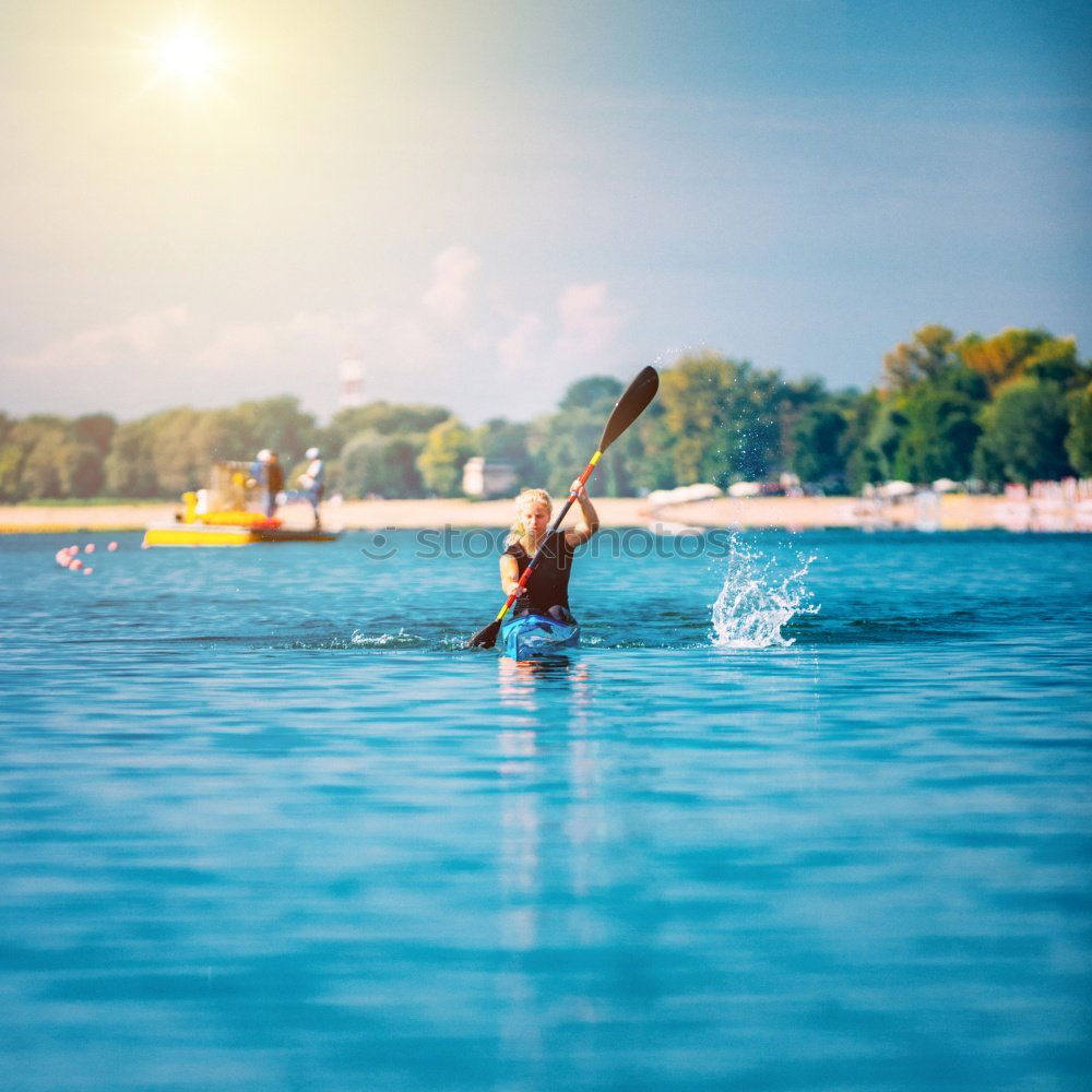 Similar – Image, Stock Photo Boy on plastic swimming aid in the lake