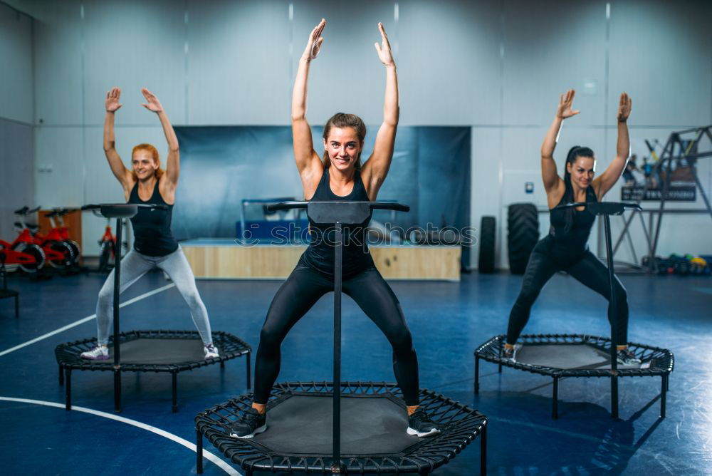 Similar – Image, Stock Photo People stretching back in a fitness class