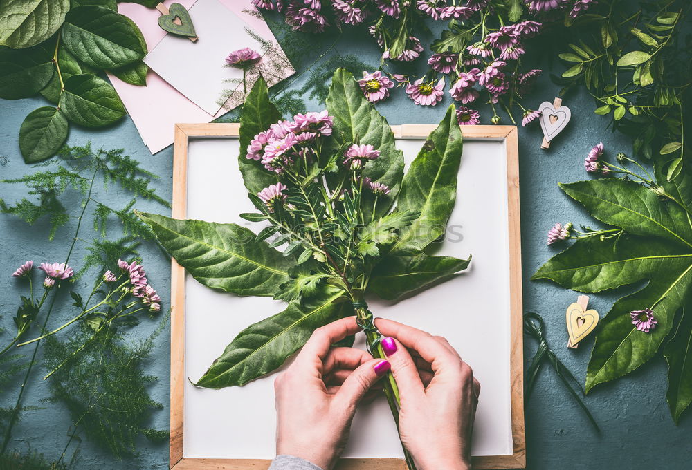 Similar – Image, Stock Photo Packing the bouquet, step by step 3