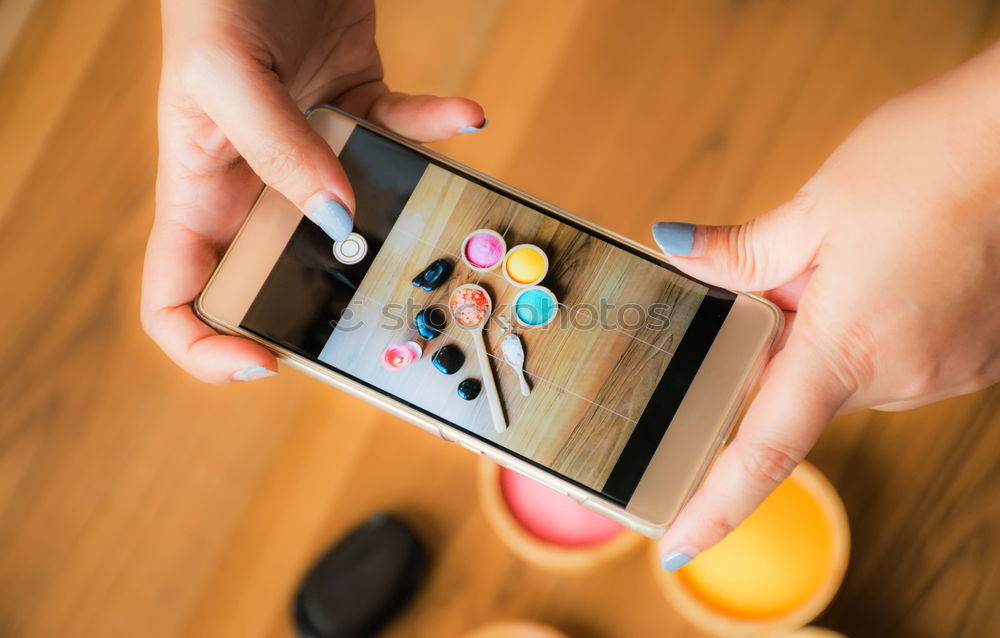 Similar – Image, Stock Photo Woman taking photo of a bowl breakfast oats and fruit