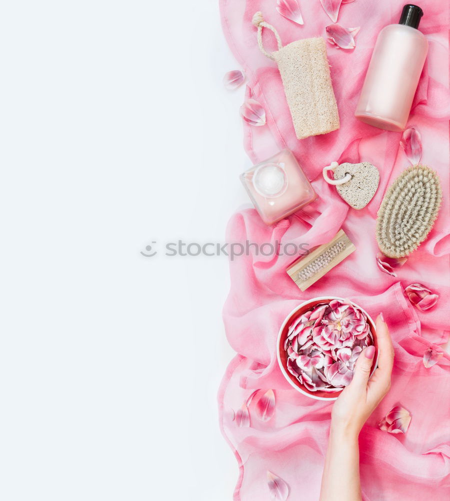 Image, Stock Photo Modern skin care cosmetics with face mask