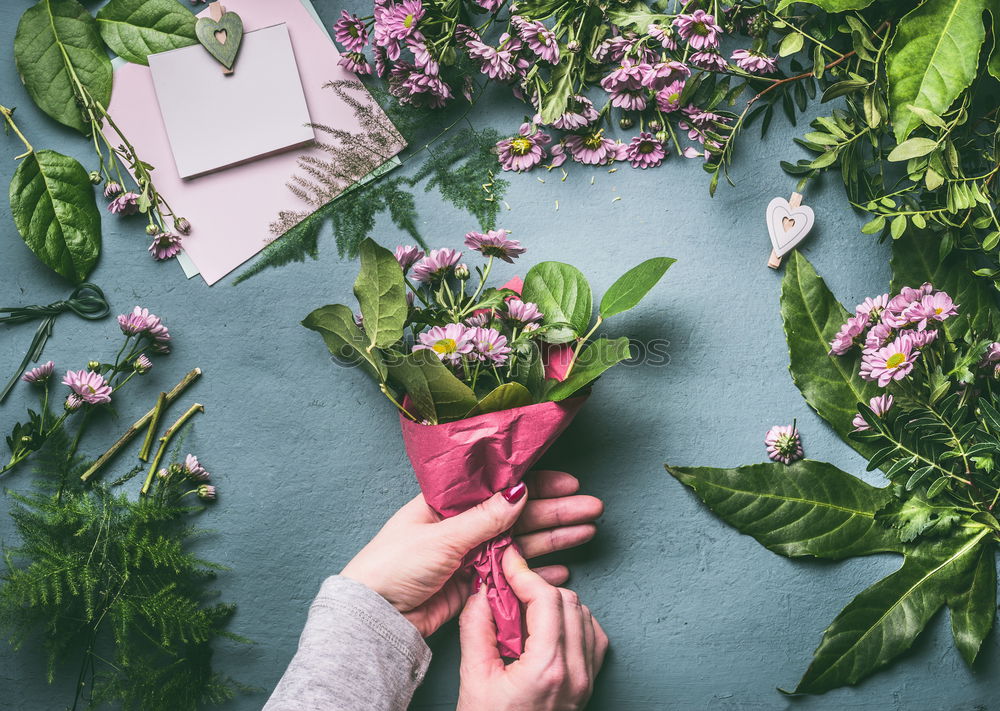 Similar – Image, Stock Photo Packing the bouquet, step by step 3