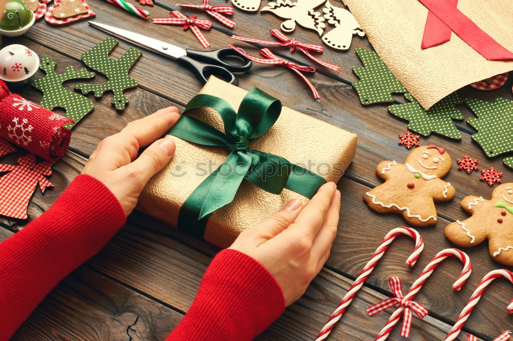 Similar – Image, Stock Photo Wrapping and decorating Christmas gifts