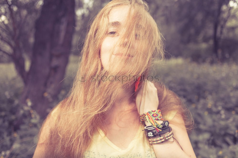 Similar – Image, Stock Photo analog medium format portrait with lightleaks of young beautiful woman in purple wedding dress in forest