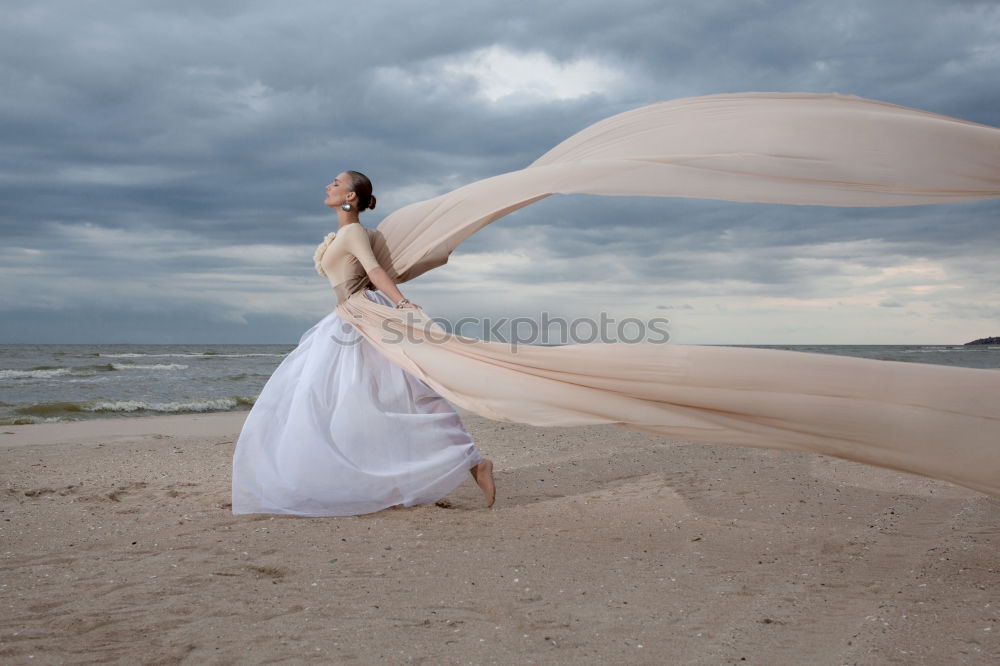 Similar – Image, Stock Photo Girl entangled in plastic on river coast