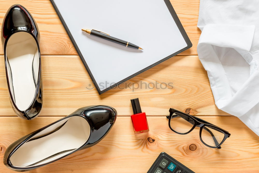 Similar – Image, Stock Photo shoes, notepad, watch, glasses and vintage keys