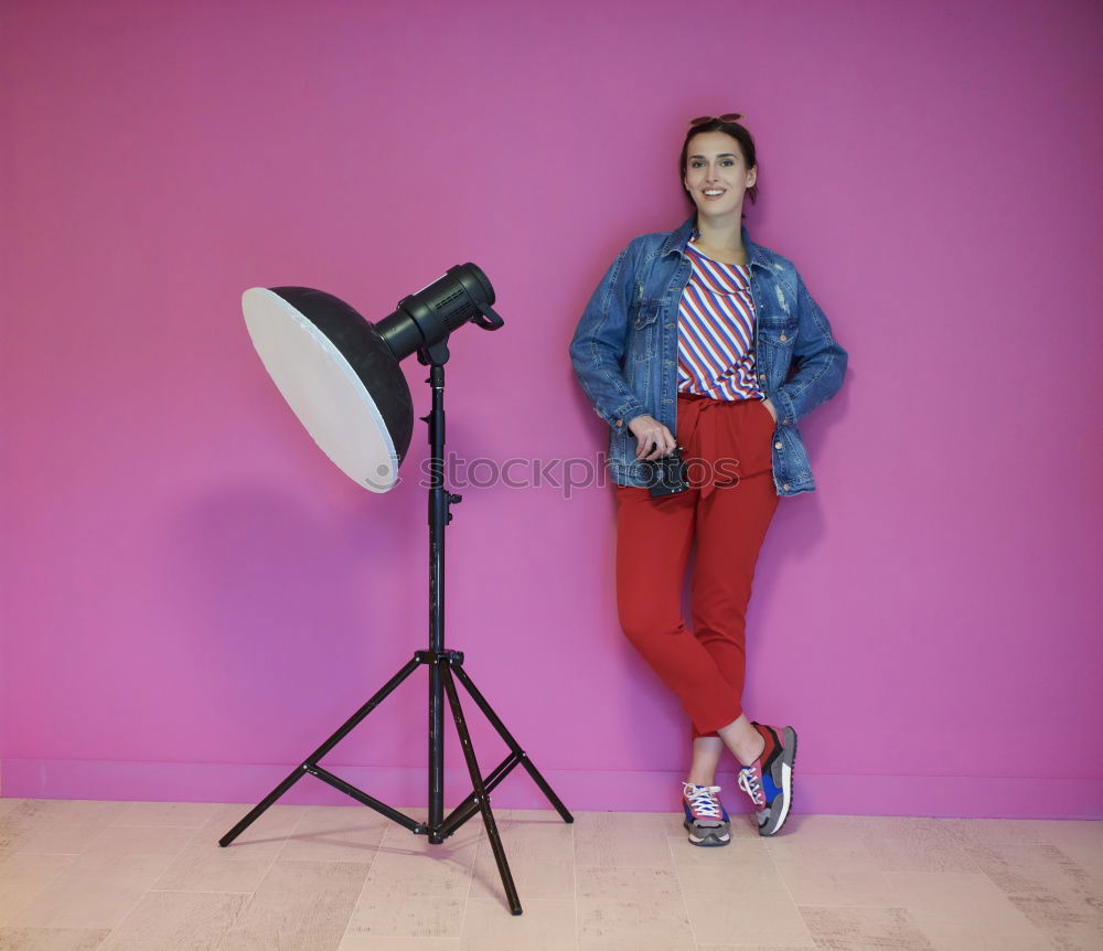 Similar – Woman on stool in studio