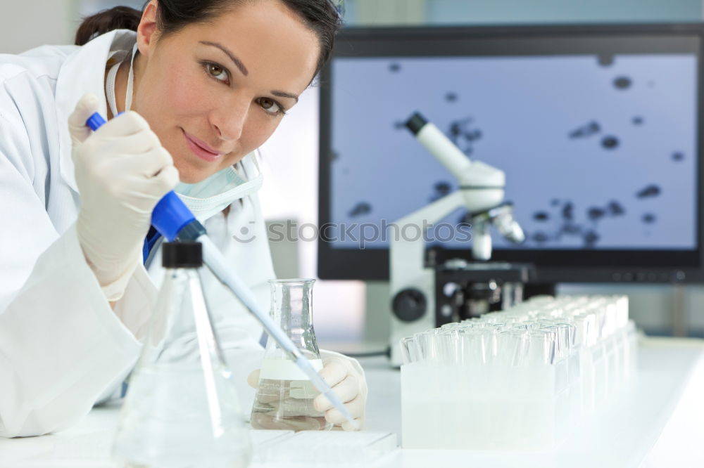 Similar – Image, Stock Photo Woman looking at microscope