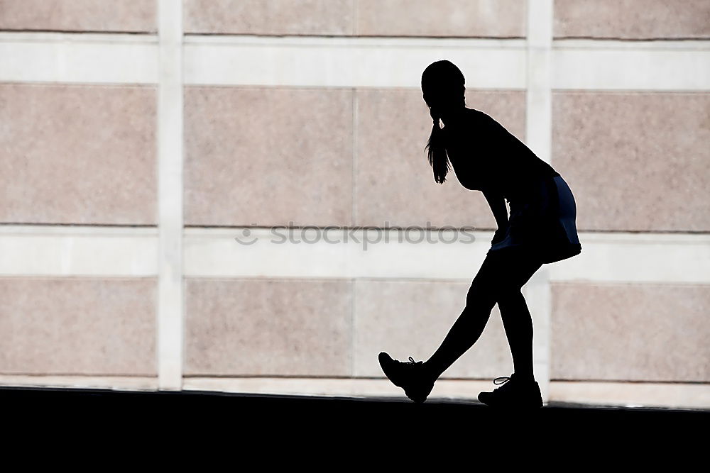 Similar – Image, Stock Photo Young fit blonde woman jumping in the street