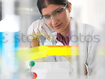 Similar – Image, Stock Photo Woman looking at test tube