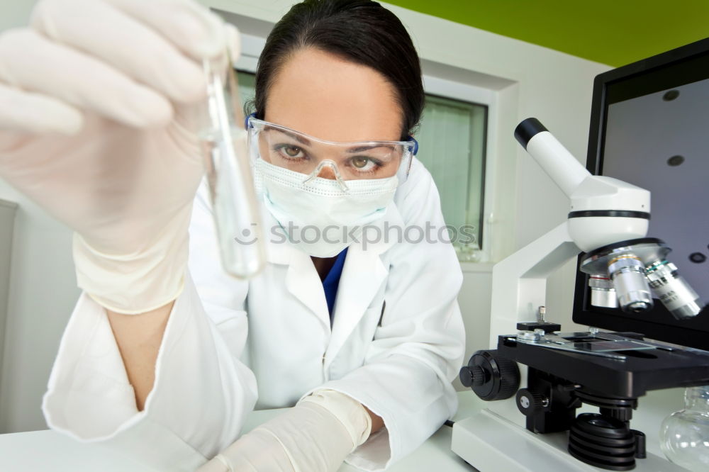 Similar – Image, Stock Photo Woman looking at microscope