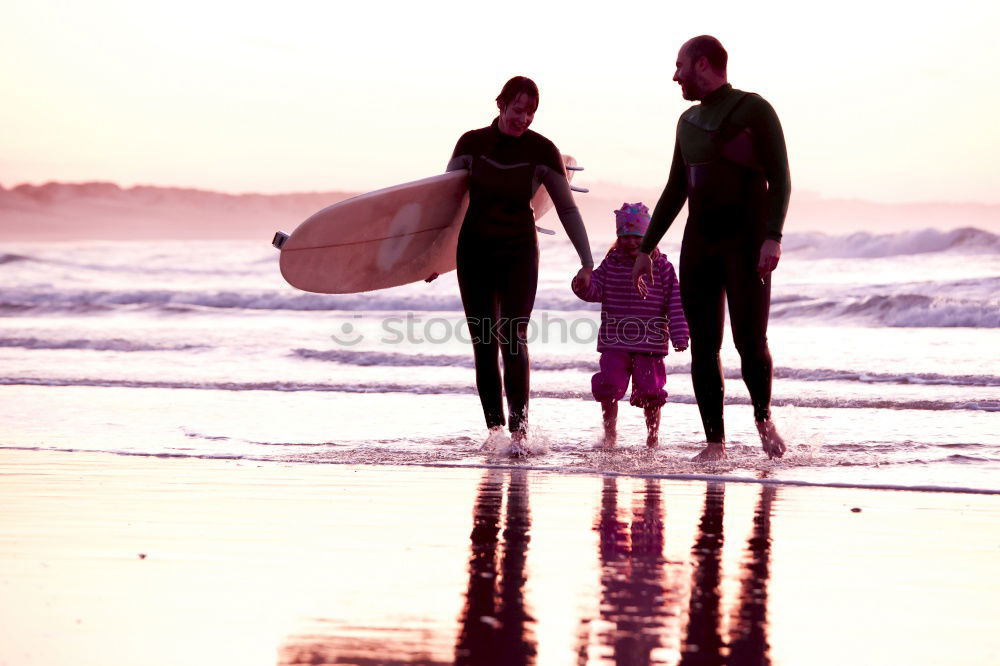 Similar – Image, Stock Photo caucasian mother and son practicing surfing