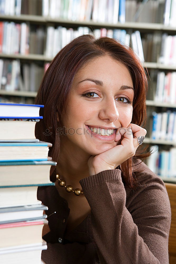 Similar – Image, Stock Photo Beautiful student girl at the school entrance