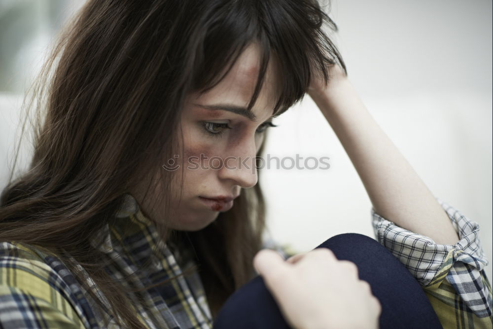 Similar – Young woman rubbing her eyes