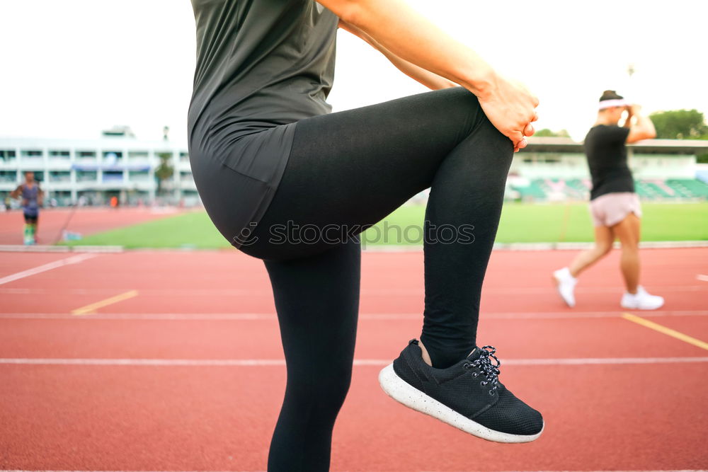 Similar – Image, Stock Photo Feet of black man starting running in urban background.