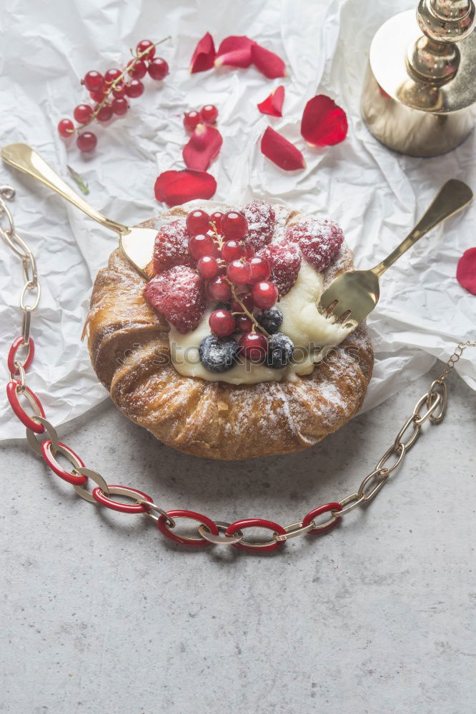 Similar – Image, Stock Photo Camembert platter with red currant berries and sauce