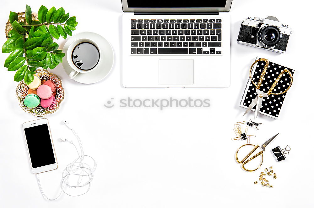 Similar – Image, Stock Photo shoes, jeans, tablet pc, camera, headphones, notepad