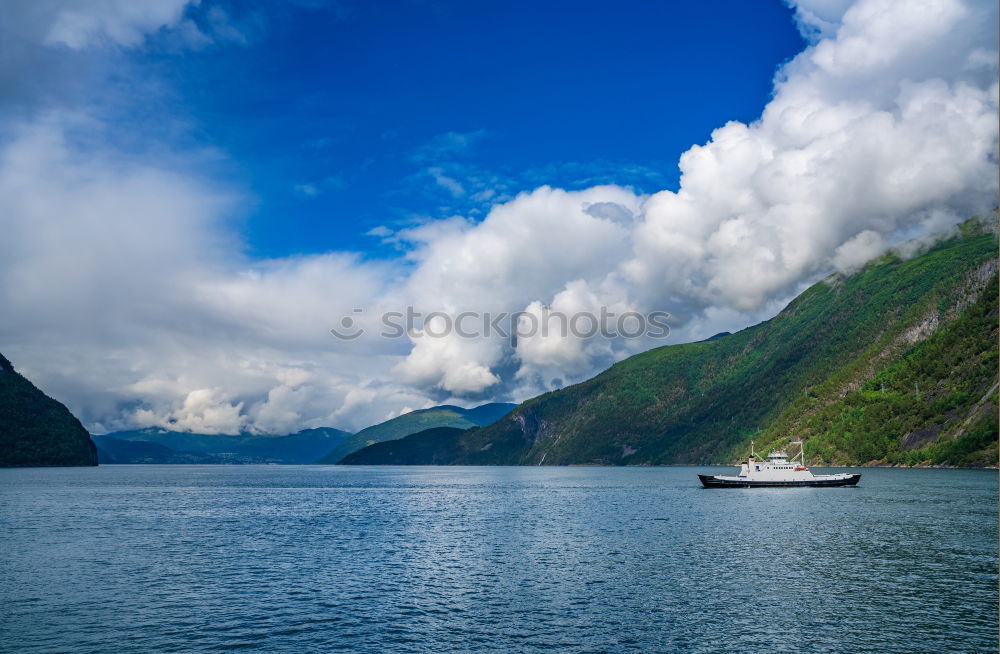 Similar – Image, Stock Photo View of the Storfjord in Norway