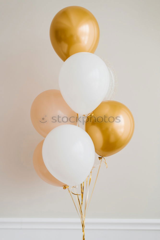 Image, Stock Photo Festive balloons in gold, pink and white in a bouquet