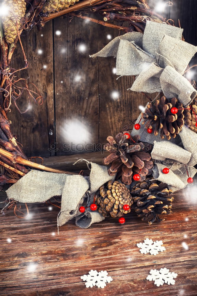 Similar – Image, Stock Photo Christmas decoration on a rustic wooden table.